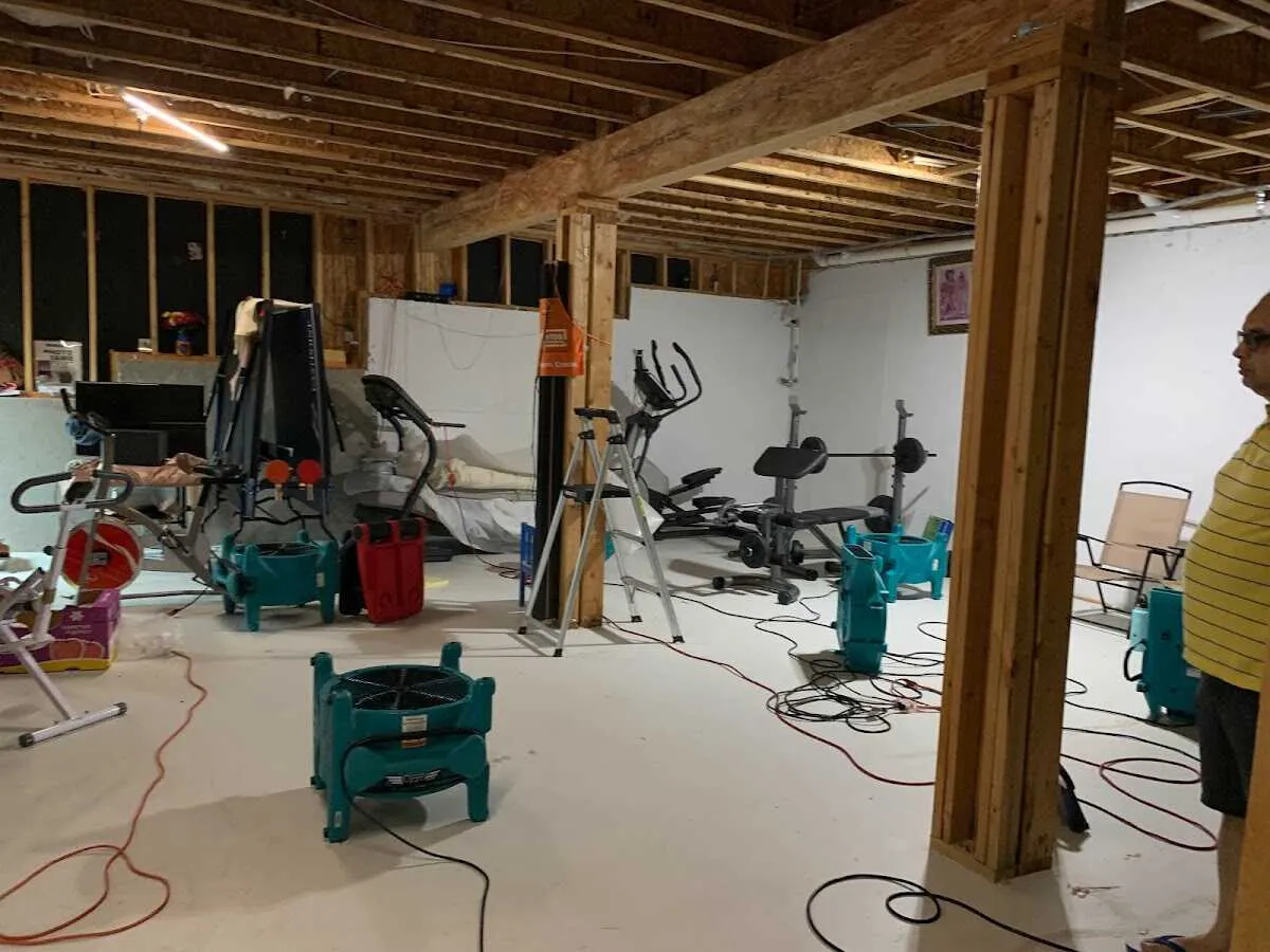Basement drying equipment setup for Structural Drying in Laketon
